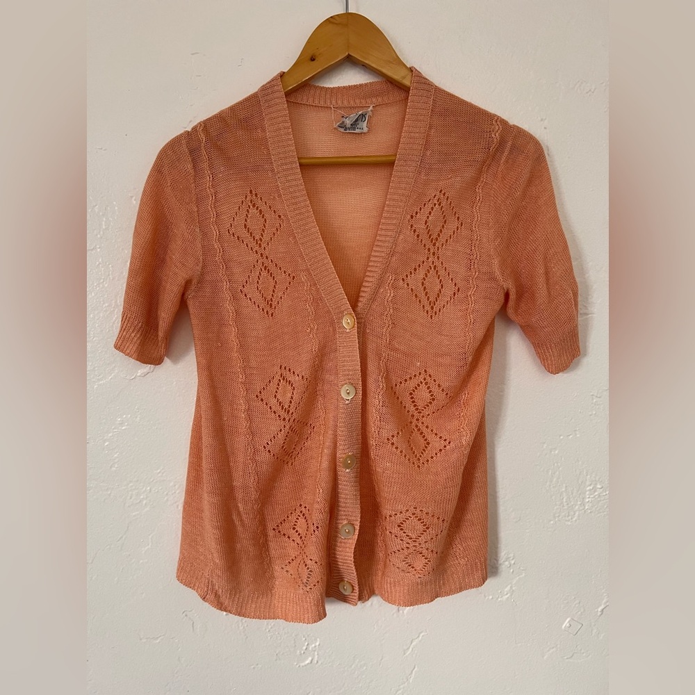 Peachy pink knit cardigan